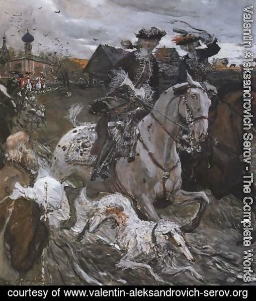 Valentin Aleksandrovich Serov - Peter II (1715-30) and the Tsarevna Elizabeth (1709-62) Hunting, 1900