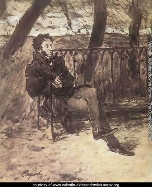 Alexander Pushkin (1865-1911) in a Park, 1899