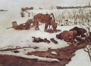Valentin Aleksandrovich Serov - Rinsing Linen On The River Study 1901