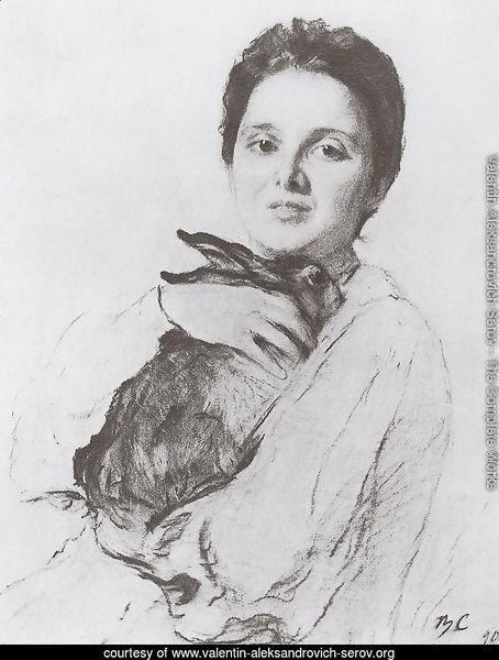 Portrait of K.A. Obninskaya with bunny